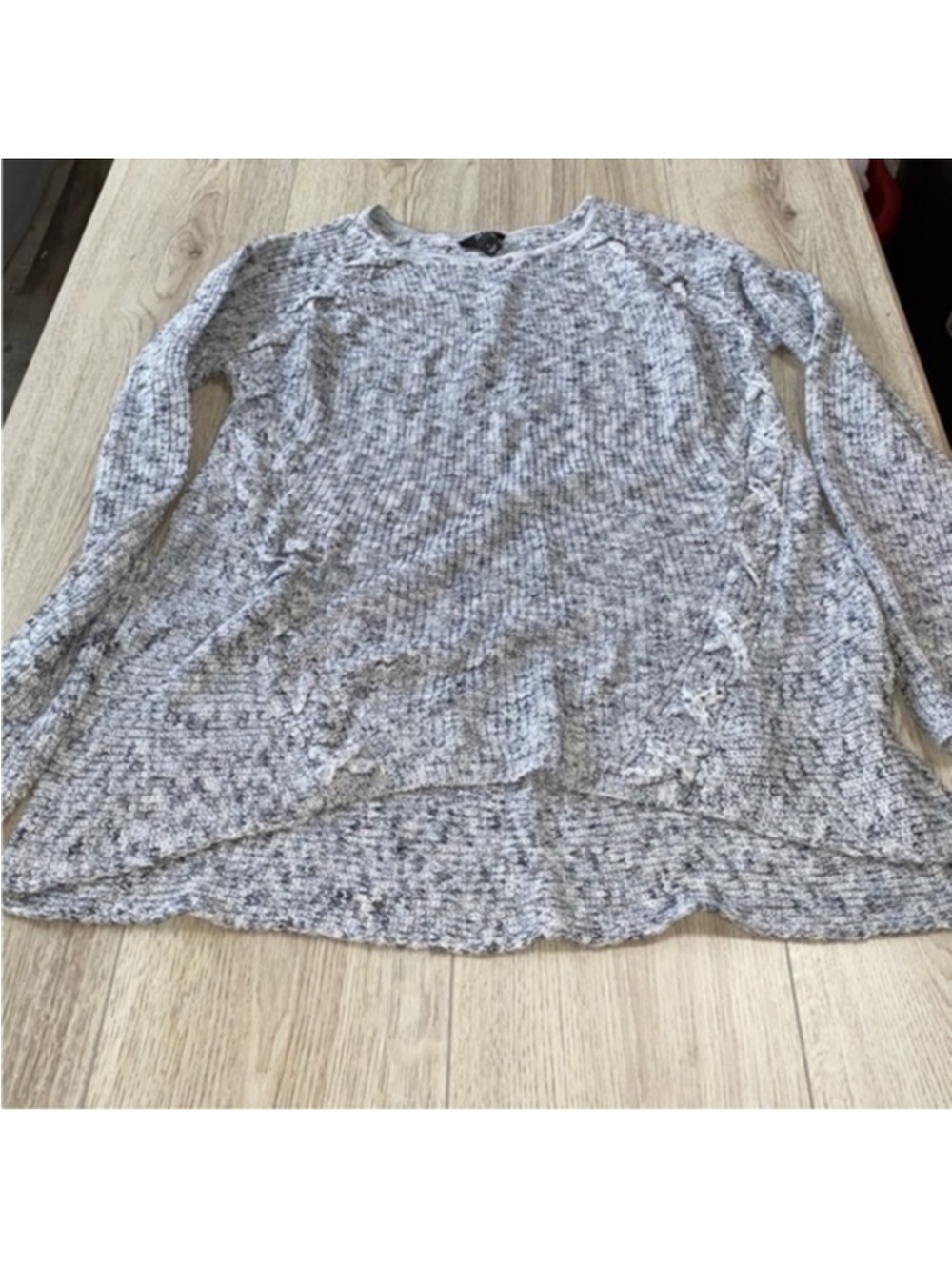 a.n.a Gray Marled Knit Long-Sleeve Sweater
